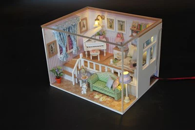 Hongda Ahşap Oyuncaklar 2023 Diy Ev Mikro Modern Bebek Evi Minyatür Yapı Kitdollhouse Minyatür Mobilya